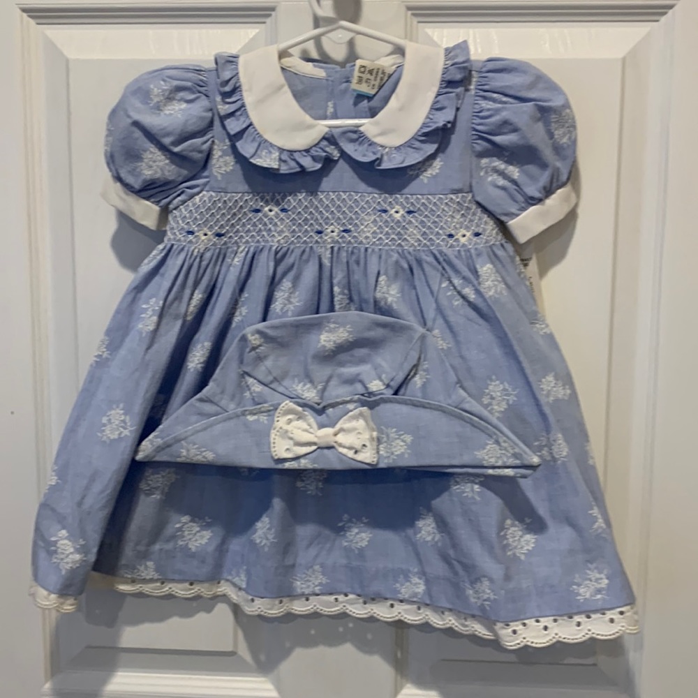 Vintage blue dress with matching hat